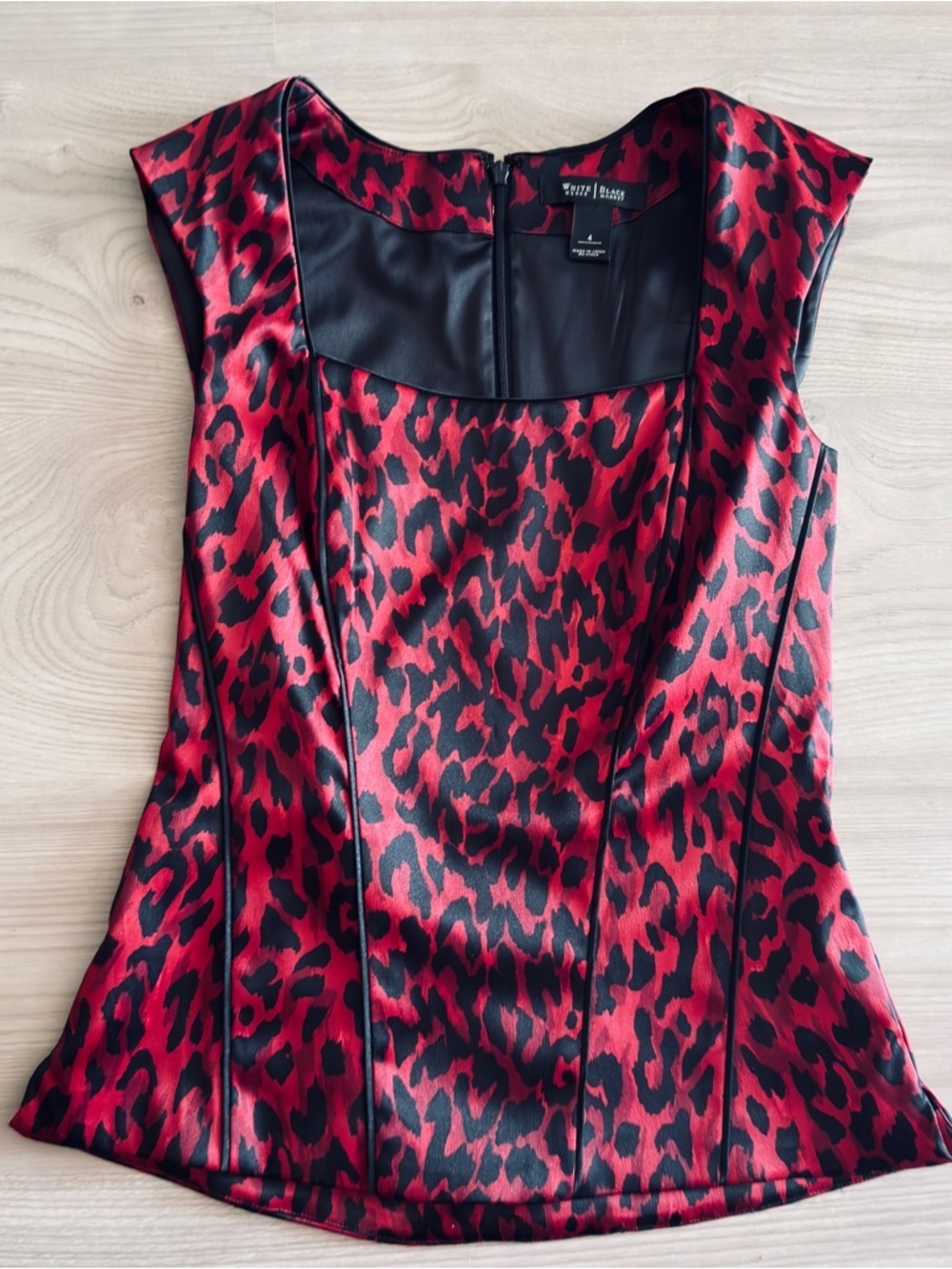 White House Black Market Red & Black Leopard Print Dress